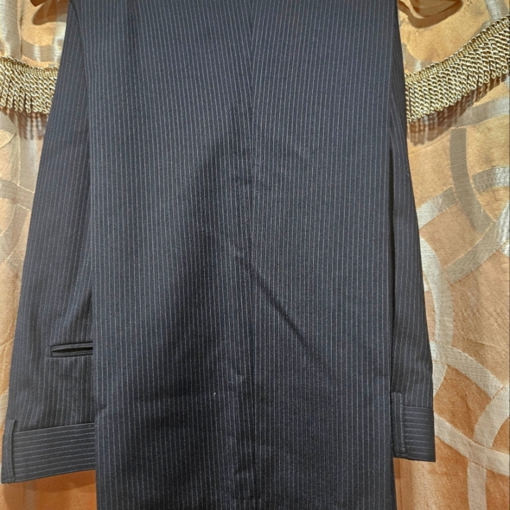 Men's Black Pinstripe Pants Great Condition Pure New Wool